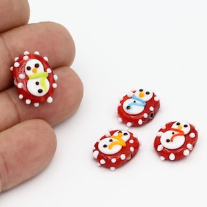 13x17mm Hand Made Murano Glass Snowman Beads, Murano Snowman Beads, Christmas Murano Glass Charms, Murano Glass Findings, 1Pcs, GEM-370