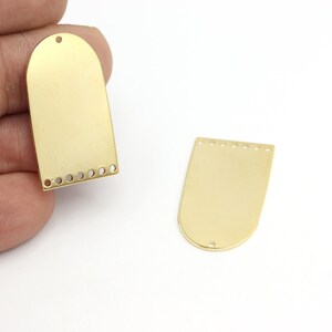 24 Gold Plated D Shape Charms, Multi Hole D Shape Pendant, 8 Hole Rectangle Earring Charm, D Shape Earring,1Pcs (20x35mm),ALT-752