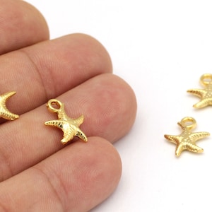 24 k Glanz gold vergoldet Meer Stern, Sea Star, Halskette Anhänger, Sea Star Schmuck, Armband finden-2 Stück, (13x15mm) ALT-150