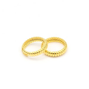 24k Gold Plated Adjustable Ring, Loop Ring, Twist Ring, Croissant Signet Ring, Chunky Ring, Minimalist Dome Ring, 1Pcs, ALT-928