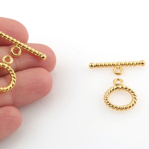 24k Shiny Gold Plated Toggle Clasp, T Bar Lock, Bracelet Closures, T Bar Lock, Gold Plated Toggle Clasp, 1pcs, 14x19mm, ALT-1167