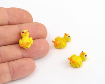 Cuentas de cristal de pato hechas a mano, cuentas de Murano con forma de pato, cuentas de lampwork, divertidas cuentas de animales para proyectos de joyería DIY, 13 x 19 mm, GEM-421