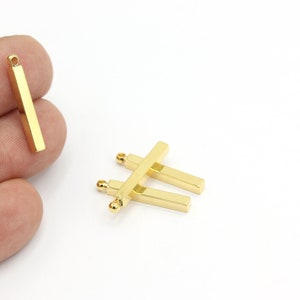 1 Stk., 3x25mm 24k Glänzender Gold bar, Bar Halskette, Bar Anhänger, personalisierte Charms, Namensschild Bar, Vergoldeter Namensschild Anhänger, ALT-777