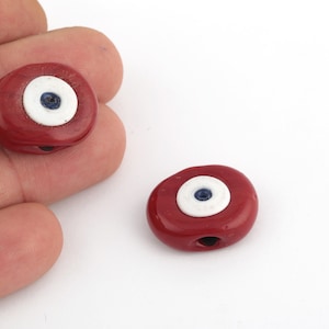 Hand Made Murano Glass Evil Eye Charms, Murano Evil Eye Beads, Big Evil Eye Murano Glass Charms, Glass Findings, 19x23mm, 1 Pcs, GEM-254