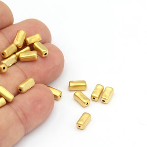 Matt Gold Plated Spacer Bead, Bead, Ethnic Spacer Bead,Matt Gold Plated Connector, Necklace Findings, 6 Pcs, (4x9mm), MAT-33