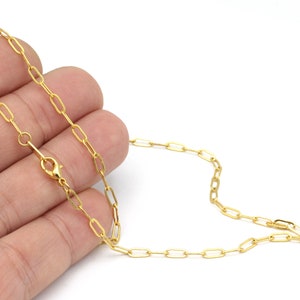 24k Gold Plated Oval Chains, Gold Plated Finished Chains, Soldered Chains, Necklace Chains, Cable Chain, 16&quot;-17&quot;-18&quot;-20&quot;-22&quot;-25&quot; , ZNC-285