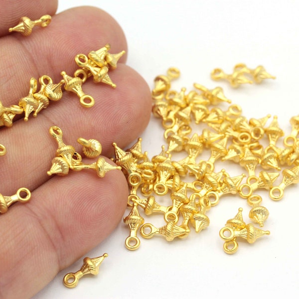 Matt Gold Plated Drop Charms, Tiny Drop Necklace Pendant, Drop Earring Charms, Jewelry Supplier, Whosale,10Pcs, MAT-121