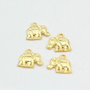 Gold Plated Elephant Charms, Gold Elephant, Elephant Necklace, Elephant Bracelet ,Elephant Findings, 2 pcs,(12x14mm) ALT-101