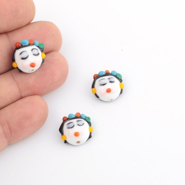 14x16mm Hand Made Murano Glass Sleeping Girl Beads, Murano Clown Beads, Girl Murano Glass Charms, Murano Glass Findings, 1 Pcs, GEM-206