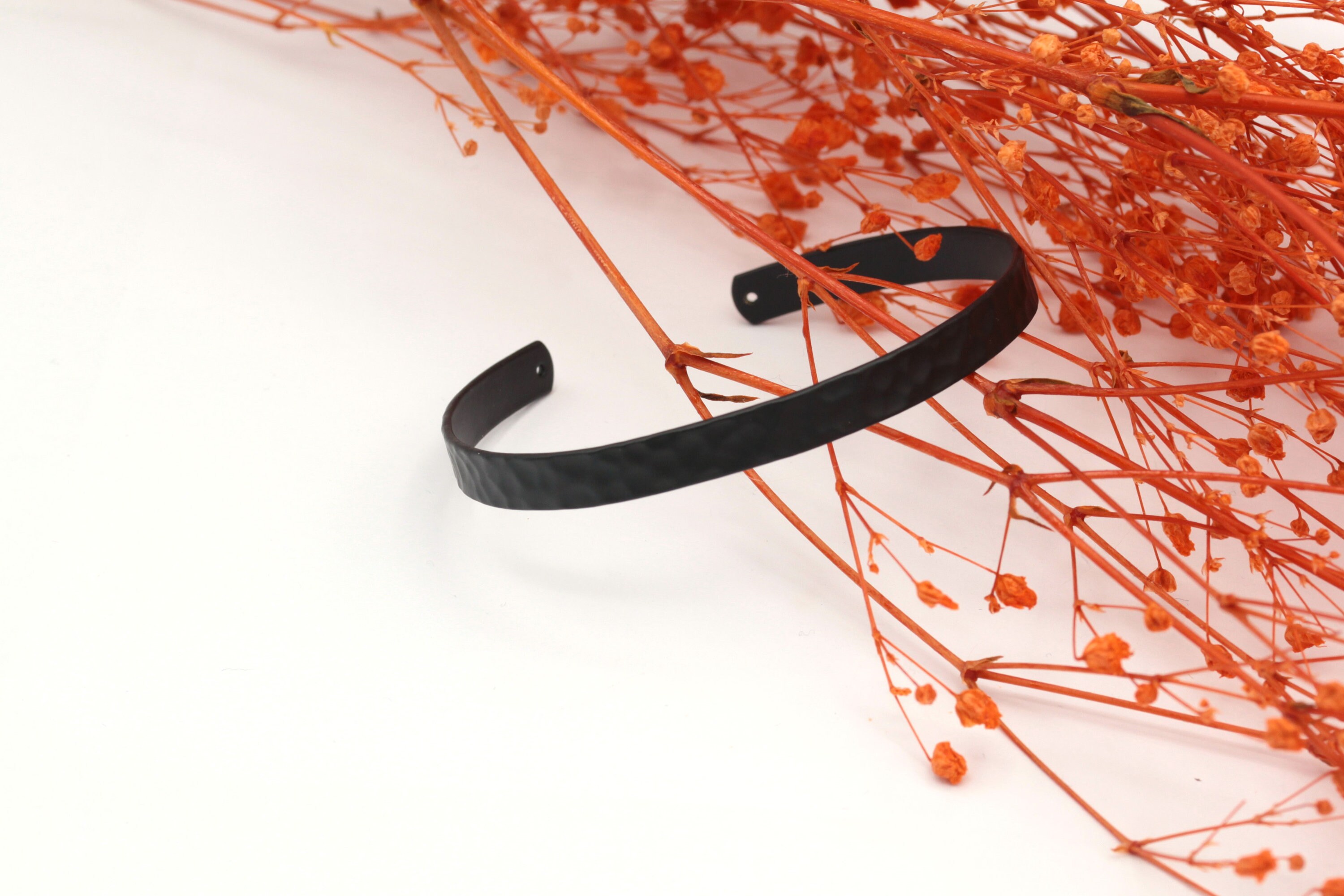 Black Plated Hammered Bangle, Hand Made Bracelet, Adjustable