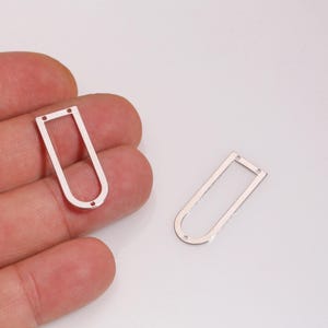 Connecteur en forme de D plaqué rhodium, breloque en forme de D arche, boucle d&#39;oreille en forme de D, boucle d&#39;oreille en forme de goutte d&#39;eau ouverte, breloque en forme de U ouvert, fabrication DIY, LZ-833-6