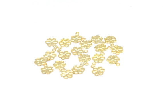 24k Gold Plated Tiny Daisy Pendant, Patterned Flower Charms, Mini