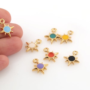 24k Shiny Gold Plated Enamel North Star Charms, North Star Pendant, Polar Star Earrings, Tiny North Star Jewelry, 14x18mm, 1Pcs, ALT-1147
