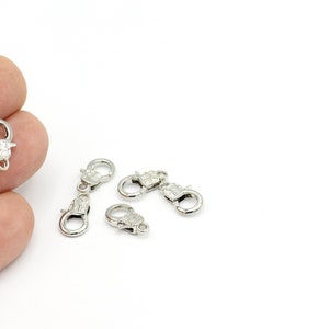 Rhodium Plated Claw Clasp, Lobster Clasp, Round Spring Clasps, Caw Clasp, Spring Clasp, Necklace End, 8X15mm, 1Pcs , SLV-485