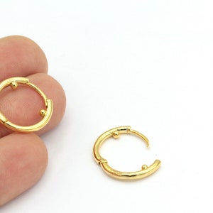 24k Gold Plated Earrings Hoop, Plain Leverback Findings, Brass Earrings, 24k Gold Plated Earring Findings, Dangle, Circle, 1Pcs, KP-190