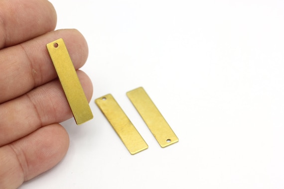 8x35mm Raw Brass Bar Pendant, Name Necklace, Personalized Charms