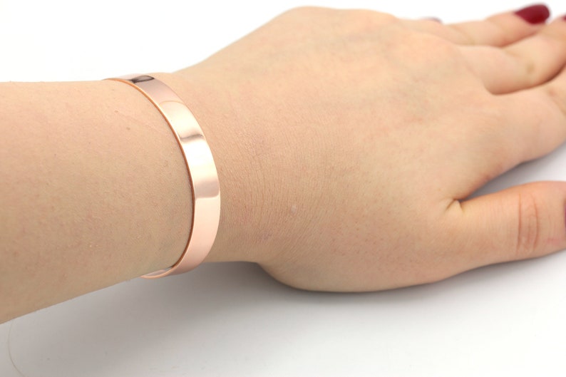 BLZ-9 Rose Gold Plated Bangle Adjustable Bracelet 8x155mm Rose Gold Plated Cuff Bangle 1 Pcs, Polished Bracelet Hand Made Bracelet