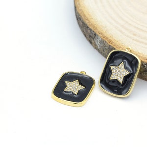 1pcs(18x25mm)24k Gold Plated Pave Star ,Cubic Zirconia Star, Star Pendant, Star Charms, Star Medallion, Gold Plated Findings  ZRC-210