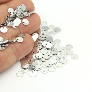 6 mm Silver Plated Disc, Silver Plated Stamping Disc, Coins Connector, Stamping Tag, Jewelry Making, 10 Pcs, SLV-250