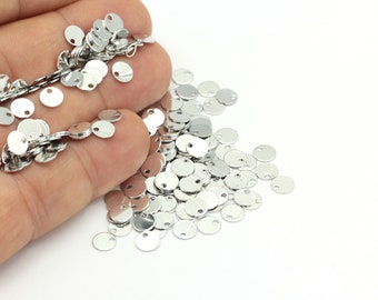 6 mm Silver Plated Disc, Silver Plated Stamping Disc, Coins Connector, Stamping Tag, Jewelry Making, 10 Pcs, SLV-250