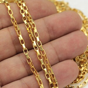 3.3 feet(3x5mm)24k Shiny Gold Plated Soldered Chains ,Gold Plated Satellite Chains ,Gold Plated Chains, Soldered Chains  ZNC-72