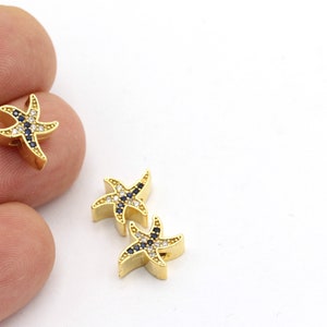 1pcs (11x12mm) 24k glänzend Gold Meer Stern Charme, Sea Star Anhänger, CZ Sea Star Charme, kleine Sea Star Charm, Sea Star Armband ZRC-223