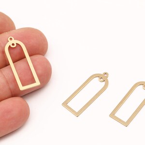 2 Pcs Raw Brass D Shape Charm, D Shape Connector, Open Teardrop Frame Earring, Modern Geometric Charm for DIY Jewelry, DIY Making, LZ-644-3