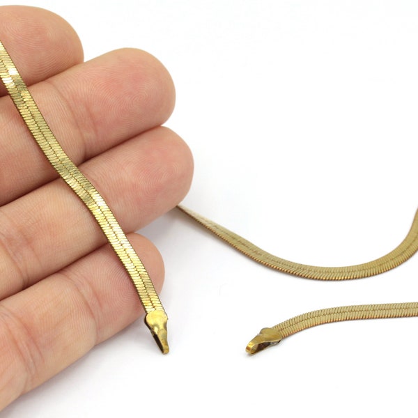 Raw Brass Necklace Chain, Raw Brass Snake Chain, Necklace Pendant, (40cm), ZNC-249
