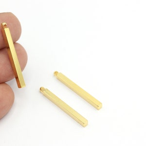 1 Stk., 3x35mm 24k Glänzender Gold bar, Bar Halskette, Bar Anhänger, personalisierte Charms, Namensschild Bar, Vergoldeter Namensschild Anhänger, ALT-779