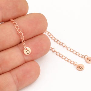 Rose Gold Plated Initial Extender Chain with Letter Charm, Custom Initial Chain Extender, Letter Disc Extender Chain, Jewelry DIY, ROS-598