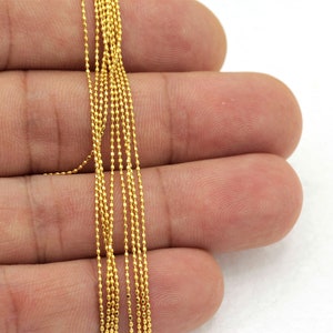 0.80 mm  24 k Shiny Gold Plated Ball Chains , Faceted Ball Chains,Soldered Chain,Brass Chain   ZNC-4