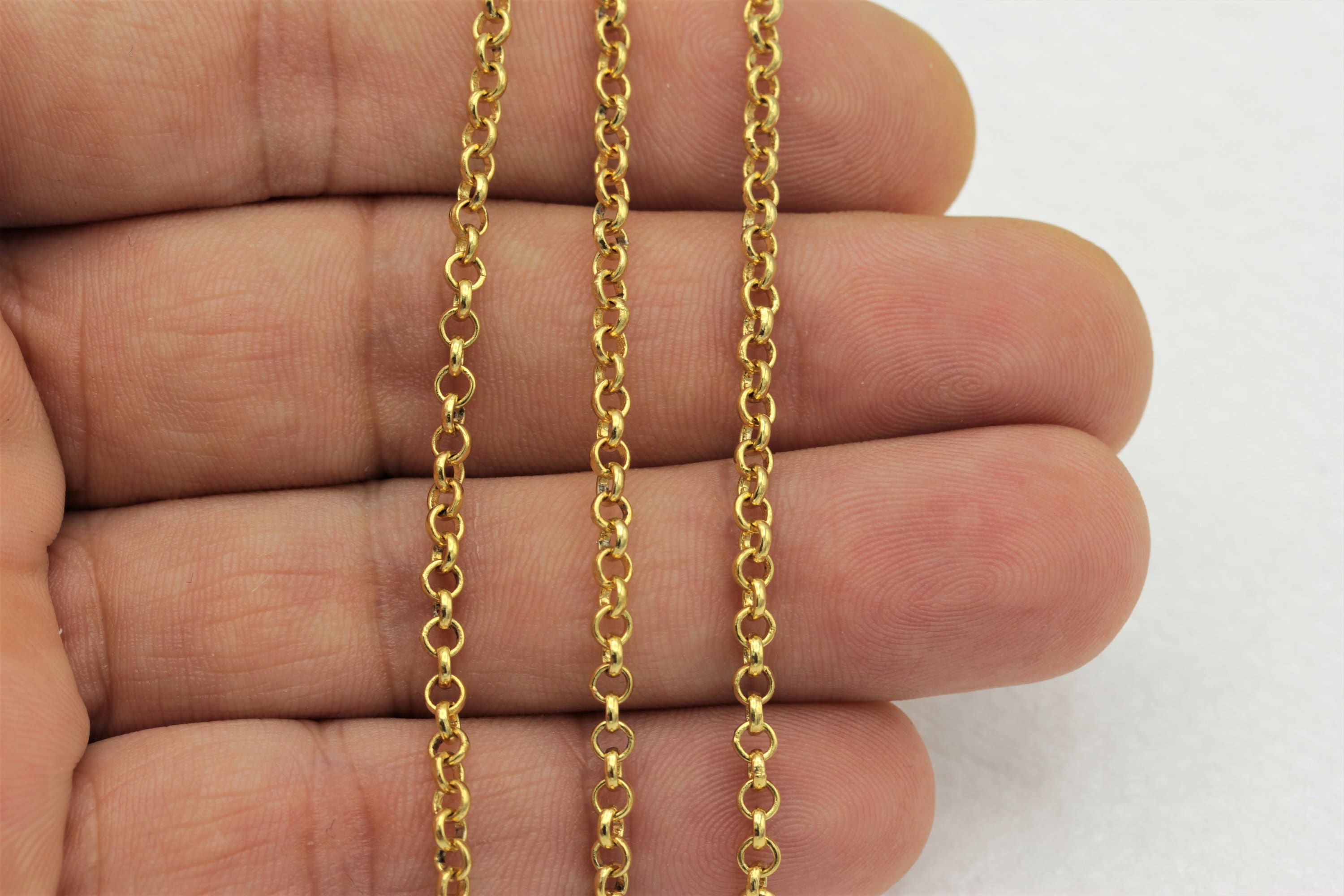 Cadena De Cable Chapada En Oro De 18k (5 Metros) Con 20 Cierres Y 40 Anillos - Para Joyería Y Manualidades