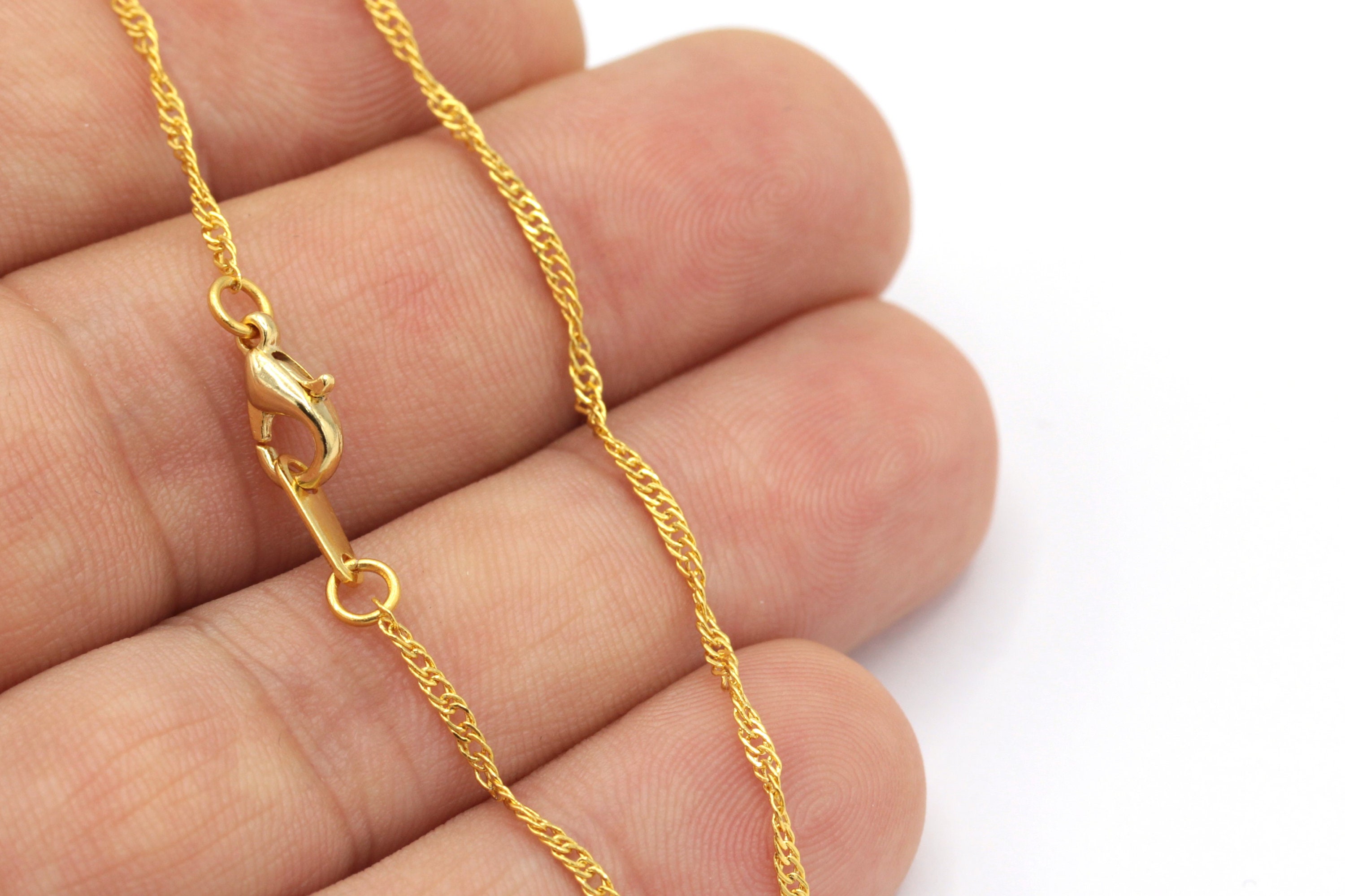 上品なネックレスチェーン、24k ゴールドメッキカーブチェーン、はんだ