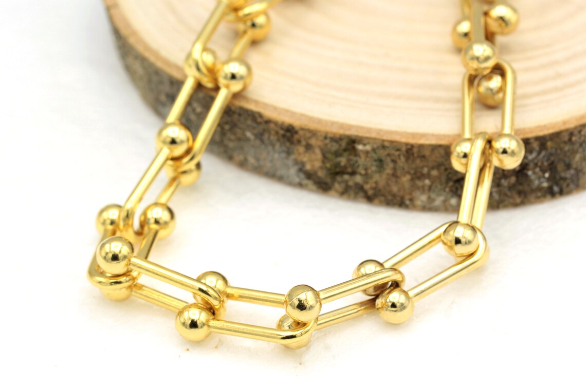 24k Gold Plated Handmade Chaingold Plated Ushaped Chains Etsy UK