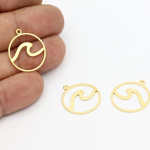 14x18mm 24k Shiny Gold Wave Charms, Sea Wave Necklace
