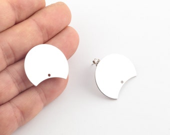 Pendiente de media luna chapado en rodio, aretes de luna, conector de pendiente de media luna, proveedor de joyas, joyería de bricolaje, 1 par, 23x28 mm, KP-454
