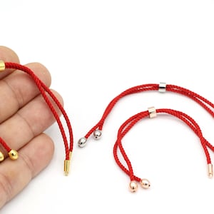 Half Finished Cord Bracelet,Adjustable Slider Stopper Bead Connector Charms for Original Personality Jewelry Making Supplies, 24cm, BLZ-41