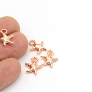 Rose vergoldet Meer Stern, Sea Star, Halskette Anhänger, Sea Star Schmuck, Armband finden-2 Stück, (13x15mm) ROS-88