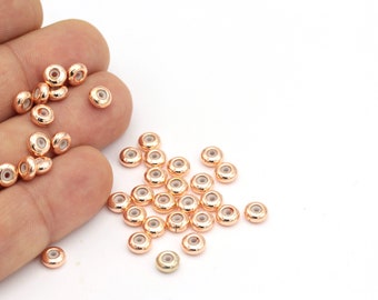 Rose Gold Plated Rubber Stopper, Rose Gold Plated Connector, Jewelry Supplier, 6 pcs, (3x6mm), ROS-282
