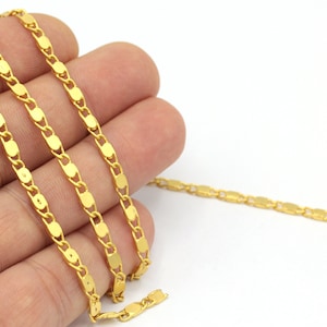 Matt Gold Plated Curb Chain, Curb Choker Chain, Matt Gold Plated Necklace Chain,3.3 feet, (3x9mm), ZNC-178