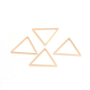 Rose Gold Plated Triangle Charms, Triangle Wire, Triangle Necklace, Hollow Triangle Jewelry, Geometric Charms, 4Pcs,(21x24mm)ROS-413