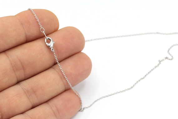 Silver Plated  Necklace Chain, 16'' chains, Finished Necklace , Finish Chains, Ready Made Necklace , Flat Cable Chains, ZNC-245