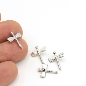 4 pcs, Silver Plated Dragonfly Charms, Dragonfly Pendant, Silver Plated Animal Jewelry, Dragonfly Necklace Pendant (13x17mm)  SLV-47