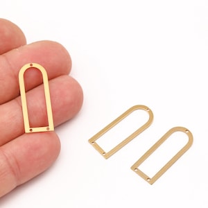 2 Pcs Raw Brass D Shape Charm, D Shape Connector, Open Teardrop Frame Earring, Modern Geometric Charm for DIY Jewelry, DIY Making, LZ-646-6