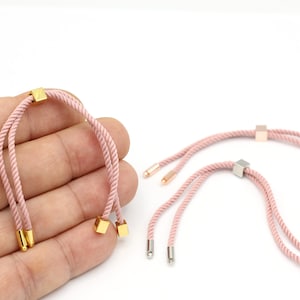 Half Finished Cord Bracelet,Adjustable Slider Stopper Bead Connector Charms for Original Personality Jewelry Making Supplies, 24cm, BLZ-48