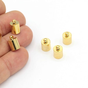 İnner 7.5mm vergulde eindkappen, koord einde, vergulde kralen dop, koord tip, solide eindkap, capsule cap, koord einde tips, (8x12mm) 6 stuks,, CPS-6