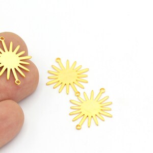 Matt Gold Plated Brass Sun Bracelet, Matt Gold Plated Sun Ethnic Bracelet With 2 loops, Findings, Charms, 2Pcs, (22x26mm), MAT-27