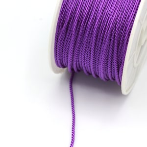 Purple Cotton Rope , Cotton Cord, Macreme Cord, Twisted Cord for Upholstery, Colored Ropes, Wholesale, Jewelry cords, 2mm, (2 Meters),TSS-24