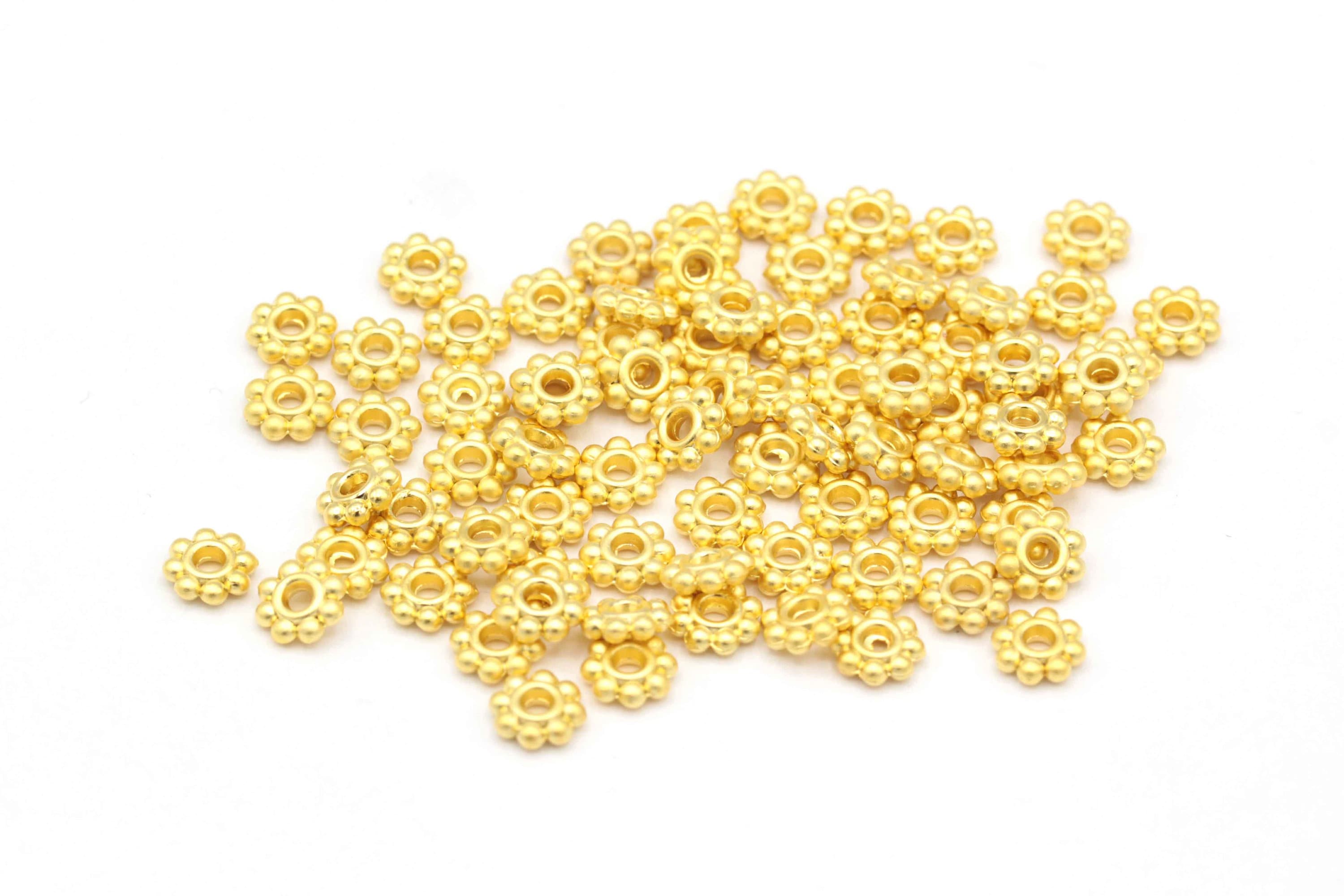 Matt Gold Plated Flower Beads Charm Spacer Beads Matt Gold Etsy