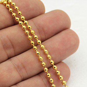 3.3 feet(3mm)24k Gold Plated Rolo Chain, Soldered Chains, Shiny Gold Plated Chains, Soldered Chains, Rolo Chains  ZNC-70